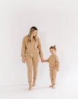 Ladies Fleece Crewneck in Biscuit - XS only