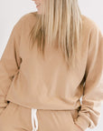 Ladies Fleece Crewneck in Biscuit - XS only