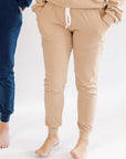 Ladies Fleece Jogger in Biscuit