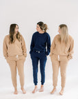 Ladies Fleece Crewneck in Biscuit - XS only