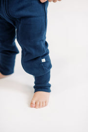 Organic Cotton Fleece Romper in Navy