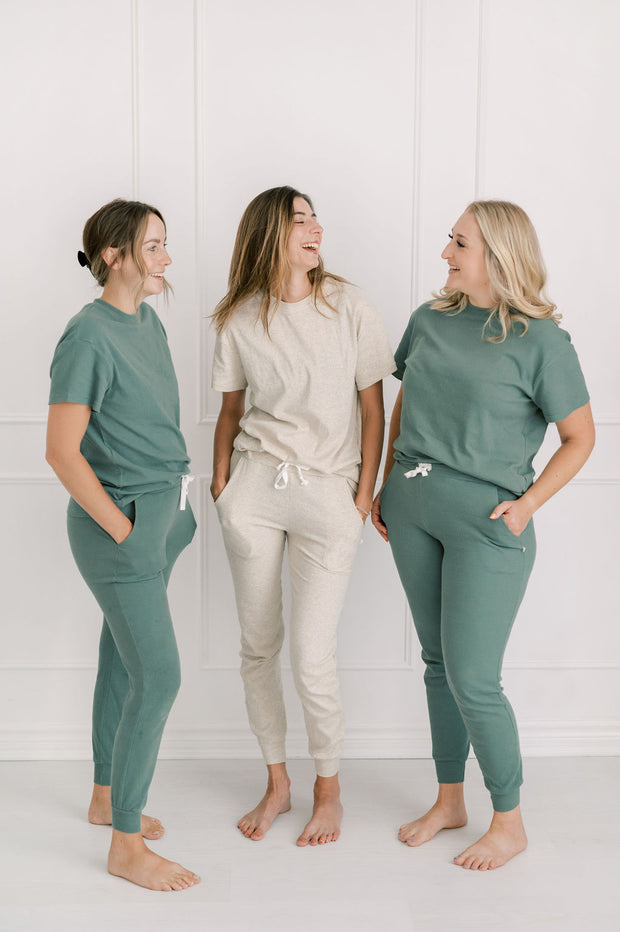 Ladies Ribbed Oversized T-Shirt in Moss