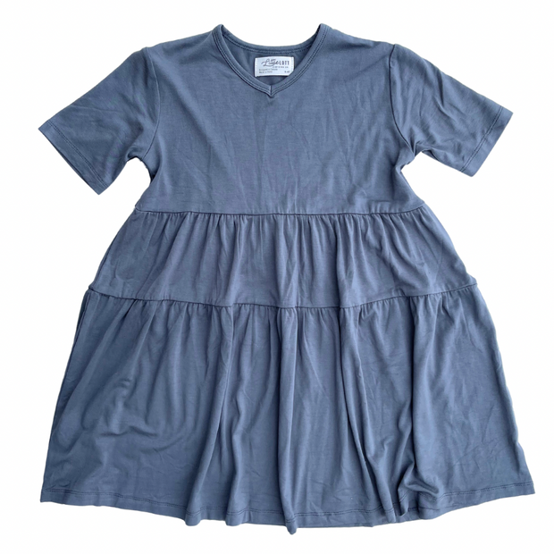 Charlotte Tiered Dress in Slate Grey