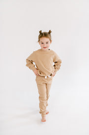 Kids' Fleece Crewneck in Biscuit