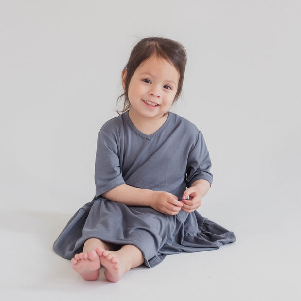 Charlotte Tiered Dress in Slate Grey