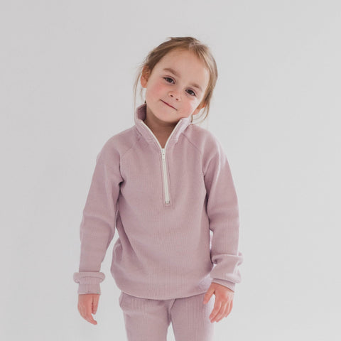 Waffle Half-Zip in Lilac