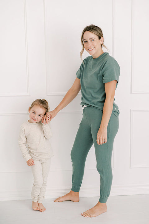 Ladies Ribbed Jogger in Moss