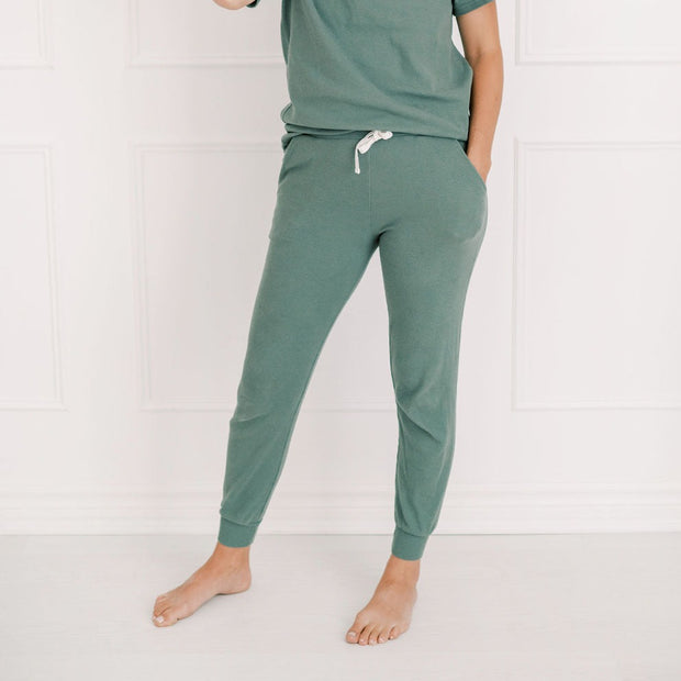 Ladies Ribbed Jogger in Moss