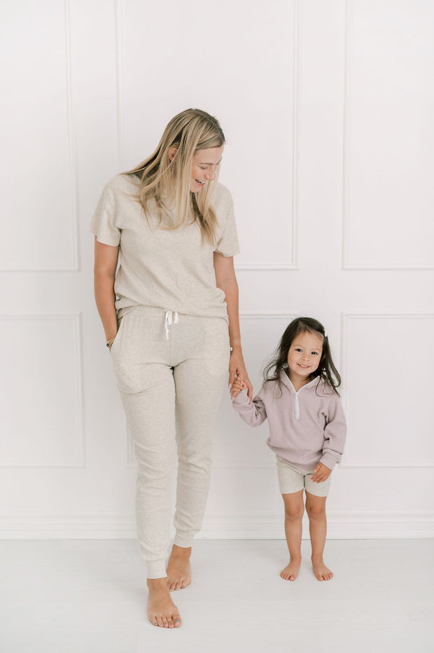 Ladies Ribbed Jogger in Oatmeal