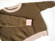 Colour Block Oversized Knit Sweater | Military Olive