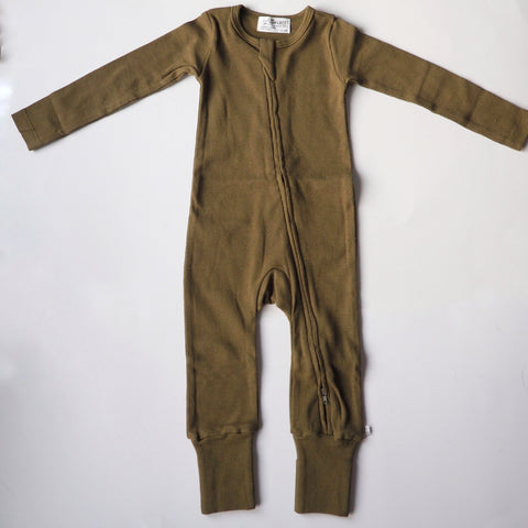 Organic Cotton Romper in Olive