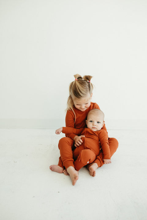 Organic Cotton Romper in Rust